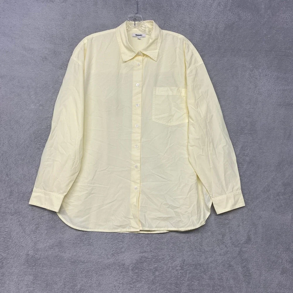 Madewell Shirt Womens XL Sheer Pineapple Yellow Easy Button Down Poplin NY392 - Picture 3 of 9